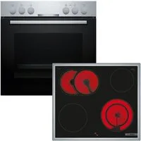 BOSCH Elektro-Herd-Set HND211CS63, Gleichmäßige 3D-Heißluft auf 3 Ebenen & erweiterbare 21 cm Kochzone