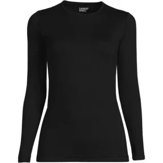 Stretch-THERMASKIN-Oberteil mit Rundhalsausschnitt für Damen in Plus-Größe, Damen, size: plus, Schwarz, Elasthan/Polyester-Mischung, by Lands' End