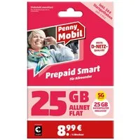 Penny Mobil Prepaid Smart Simkarte mit 10 € Startguthaben Prepaidkarte, (EU-Roaming inkl. CH, 10 € Startguthaben)