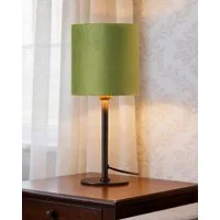EDISHINE Nachttischlampe mit schwarzem Metallsockel und Samtschirm, LED wechselbar, Warmweiß, Grüne Gold Vintage Tischlampe inkl. 2700K LED Leuchtmittel, 38cm
