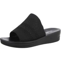 Ital-Design Damen Mules Freizeit Pantolette (86527306) Keilabsatz/Wedge Keilsandaletten in Schwarz