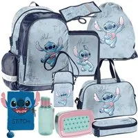 PASO Schulrucksack Stitch Disney Mega (Schulset, 10-tlg), Schulranzen-Set Für Jungen & Mädchen Klasse 1–4