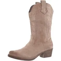 Elara Damen Cowboy Boots mit Stickerei & Western Style Blockabsatz Cowboystiefel