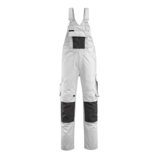 MASCOT Augsburg Latzhose mit Knietaschen UNIQUE Weiß / Dunkelanthrazit 52 - 12169-442-0618-82C52