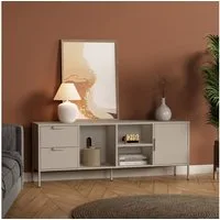 en.casa TV-Schrank »Kliri« mit 2 Schubladen 1 Tür Stahl 150 x 35 x 58 cm Kamelfarben