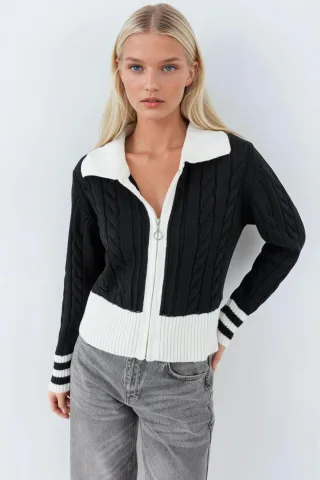 Polo-Neck Zip-Kardigan