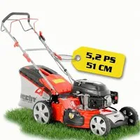 Hecht Benzinrasenmäher 551 SX 5in1 mit Radantrieb Stahlgehäuse, 51 cm Schnittbreite, 5,2 PS, 25-75 mm Schnitthöhe, 65L Fangkorb