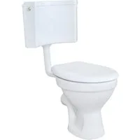 Belvit Tiefspül-WC BV-SW5001+BV-AP2001-SET, Belvit Stand WC Set Weiß mit waagerechtem Abgang, Softclose WC