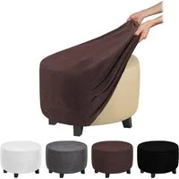 BTTO Stuhlhusse Hockerbezug Sofahusse Stretch Bezug Schonbezug Hocker Sofahusse, mit elastischem Band, Runde/Eckige Hocker