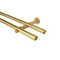iso-design Gardinenstange 20 mm 2-läufig Messing Matt aus Metall Wandmontage Endstück Kappe, Ø 20 mm, 2-läufig, Fixmaß, mit Bohren, verschraubt, Metall, Aluminiumrohr mit mehr als 1 mm Wandstärke