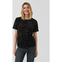 s.Oliver Kurzarmshirt T-Shirt Samtshirt mit Pailletten