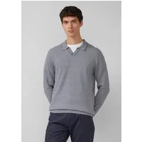s.Oliver Longpullover Strickpullover Fein gestreifter Pullover mit Polokragen und abgesetzten Bündchen