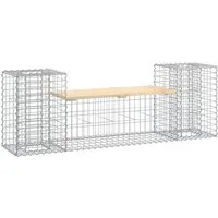 vidaXL Gartenbank Gartenbank aus Gabionen 183x41x60,5 cm Massivholz Kiefer (1-St)
