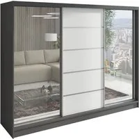 A&J MöbelLand GmbH Schiebetürenschrank TOP, 3-türig Schrank 200 cm mit Schubladen und Spiegel (TOP ANGEBOT! Geräumiger Schrank mit einer Breite von 200 cm und Spiegel, ideal zur Aufbewahrung von Kleidung und Accessoires. 3 Schubladen und viel Staurau
