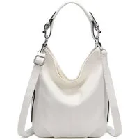 ITALYSHOP24 Schultertasche DAMEN SHOPPER Hobo Bag Umhängetasche Handtasche City Bag Cross-Over (Spar-Set: Henkel Tasche mit Schultergurt, Workbag Leder Optik, 2-tlg., mit Henkel und Schultergurt), Damentasche Freizeit Abend Leder Optik Henkeltasche R