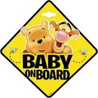 Disney Warnschild Winnie The Pooh Baby on Board mit Saugnapf Hinweis Schild fürs Fenster