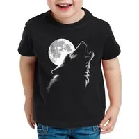 style3 T-Shirt Heulender Wolf bei Vollmond rudel wald