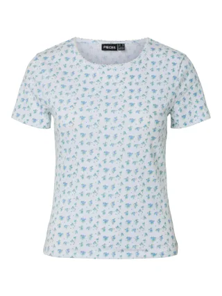 PIECES - PCTURIEL SS O-NECK PRINTED TEE JRS BC Cloud Dancer - Gr. - S