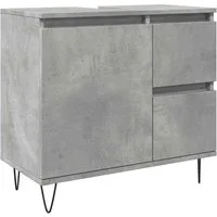 vidaXL Badezimmer-Set Waschbeckenunterschrank Betongrau 65x33x60 cm Holzwerkstoff, (1-St)
