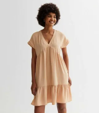 Mini-Smock-Kleid mit V-Ausschnitt