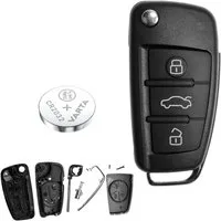mt-key VARTA CR2032 + Auto Schlüssel Reparatur Gehäuse Knopfzelle, CR2032 (3 V), für Audi A1 8X / A3 8P / A3 8V / A4 B7 / A6 C6 / TT 8J / R8 / Q3 / Q7