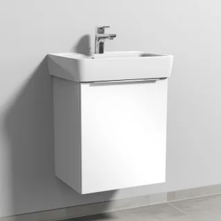 Sanipa 3way Waschtischunterbau zu Geberit Renova Plan Waschtisch mit 1 Tür, Weiß-Glanz UF87378