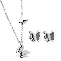 Kim Johanson Schmuckset Schmetterling (2-tlg), Halskette und Ohrringe