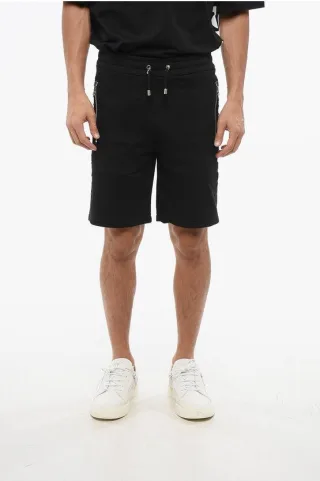 Jersey-Shorts mit seitlichem Logoband in Schwarz