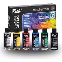 RICH Acrylfarbe RICH MASTERMIX Acrylfarben-Set 6 Farben - 60 ml, Intensive Deckkraft, geeignet für Künstler jeder Erfahrungsstufe