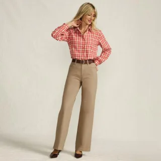5-Pocket-Chinos mit weitem Bein für Damen, Damen, size: regular, Braun, Baumwoll-Mischung, by Lands' End