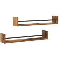 vidaXL Regal Wandregal Wandmontiert 2 pcs Altholz 80 x 16 x 14 cm, 2-tlg.