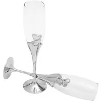 Brillibrum Sektglas Sektgläser Herz Champagnergläser versilbert Hochzeitsgläser 2er Set