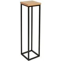 holz4home® Blumenständer Dekoständer aus Eichenholz Massiv Natur Geölt I Dekosäule Stahlrahmen