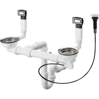 hansgrohe Ab-/Überlaufgarnitur 43932800 Edelstahl, automatisch, für 2 Becken