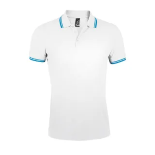 SOLS - "Pasadena" Poloshirt für Herren (Weiß/Aquablau)