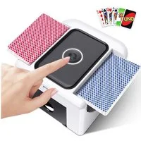 Tekoo Spiel Elektrische Kartenmischmaschine Akku 2000mAh für UNO Poker Skat, Poker, Skat, Rommé, Canasta, Mau-Mau, UNO, Elektrischer Kartenmischer mit 2000mAh Akku, für UNO & Poker