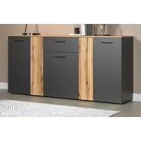 Furn.Design Sideboard Avila (Sideboard in grau mit Evoke Eiche, 181 x 86 cm), mit Staboptik