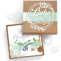 LuxusKollektion Geschenkbox Geldgeschenk Hochzeit Brautpaar Geschenkbox Herz Holzspäne Liebe