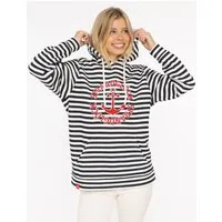 Zwillingsherz Kapuzensweatshirt "Streifen Strandglück" gestreift, Stickererei vorne, Kordelzug, Tasche