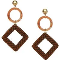 Ella Jonte Paar Ohrhänger, Boho Statement-Ohrringe – Lange Bast-Ohrstecker im Ethno-Ibiza Style