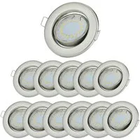 Sweet LED LED Einbaustrahler 12er Set rund schwenkbar chrom gebürstet 230V 5W GU10 LED Deckenspots, LED fest integriert, 6500K - kaltweiß, Deckenstrahler, Einbauleuchten
