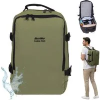 BestWay Bags Reiserucksack Handgepäck Rucksack für Ryanair aus Plane, Cabin Pro Flugzeug Kabinenrucksack Laptoprucksack 40350 + Koffergurt