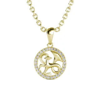 Steinbock Sternzeichen Anhänger - Gold und Kristall