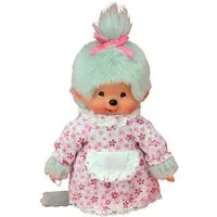Sekiguchi Plüschfigur Monchhichi Plüschfigur Großmutter mit Kleid grau 20cm