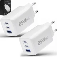 GreenHec 65w USB-C Ladegerät Mehrfach GAN Mehrfachstecker USB-A Charger Schnelllade-Gerät (50 mA, Spar-Set, Universelle Kompatibilität, 3 fach Netzteil Adapter Macbook quick charge Ladestation type c port)