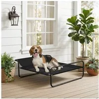 PawHut Tierbett mit atmungsaktivem Mesh-Bezug, Atmungsaktives Mesh, für Kleine, Mittlere Hunde, 91 x 69 x 29cm Schwarz