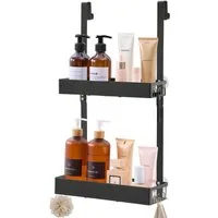 SONGMICS Duschablage Duschregal, ohne Bohren, rostfrei, aus Stahl, Shampoo Halterung, Badezimmer Organizer, 31,5 x 15,5 x 56 cm, 1er Set
