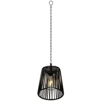 Lumineo LED Solarleuchte, Dauerlicht, warmweiß, Solar LED Pendelleuchte Outdoor 17,5cm Rattan-Optik Schwarz / Warmweiß