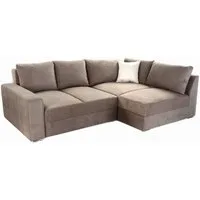 luma-home Ecksofa 15108-OTTO-1, Dauerschläfer B260/T181/H88 cm mit 2 Bettkästen, Ottomane links oder rechts montierbar, Federkern, Boxspring, Kaltschaum-Topper, Mikrofaser in Hellbraun