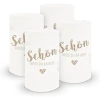 itenga Windlicht itenga 6x Windlicht klein Schön dass du da bist, latte macchiato / wei
